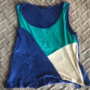 //2 for $10// Blue and Cream Color Block Tank Top